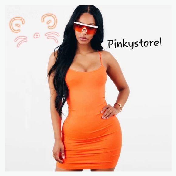 New🧡 FashionNova Neon Orange Dress 🧡 - Picture 3 of 7